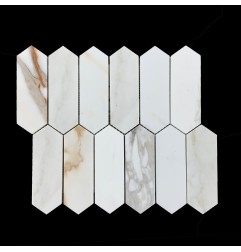 Calacatta Oro Gold Picket Honed Marble Mosaic Tiles