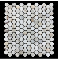 Calacatta Oro Gold Penny Round Honed Marble Mosaic Tiles 23x23