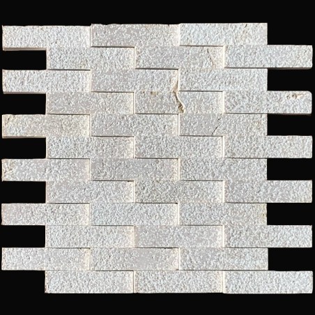 Crema Perla Antique Interlocking Limestone Mosaic Tiles