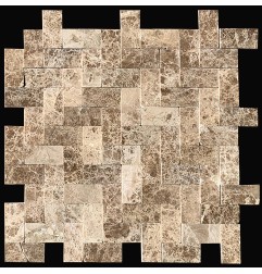Emperador Light Herringbone Polished Marble Mosaic Tiles 50x25