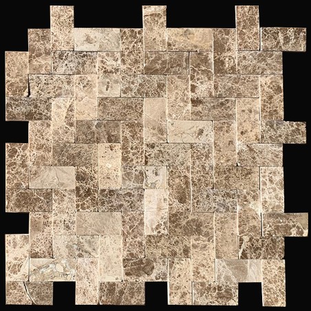 Emperador Light Herringbone Polished Marble Mosaic Tiles 50x25
