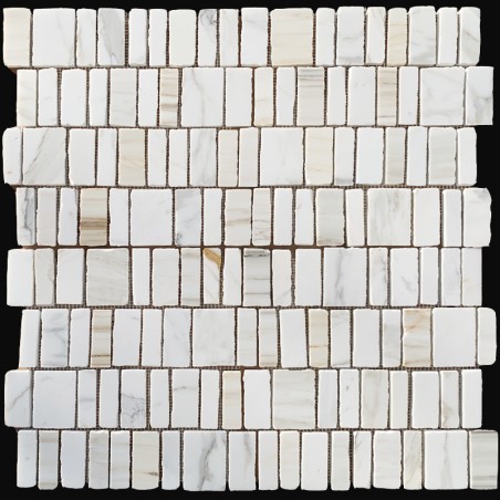 Calacatta Oro Gold Scarpa Honed Surface & Chiselled Edge Marble Mosaic Tiles