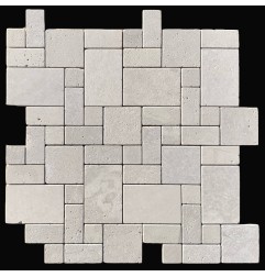 Sterling Silver Mini French Pattern Tumbled Travertine Mosaic Tiles