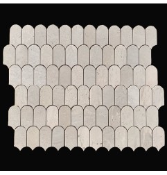 Sterling Silver Arch/Long Fish Scale Honed Travertine Mosaic Tiles