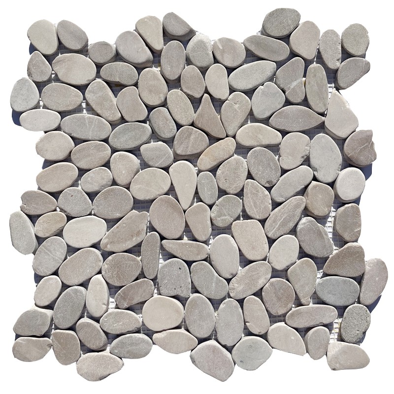 Tan Mini Tumbled Sliced Pebble Squares