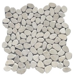 White Mini Tumbled Sliced Pebble Squares