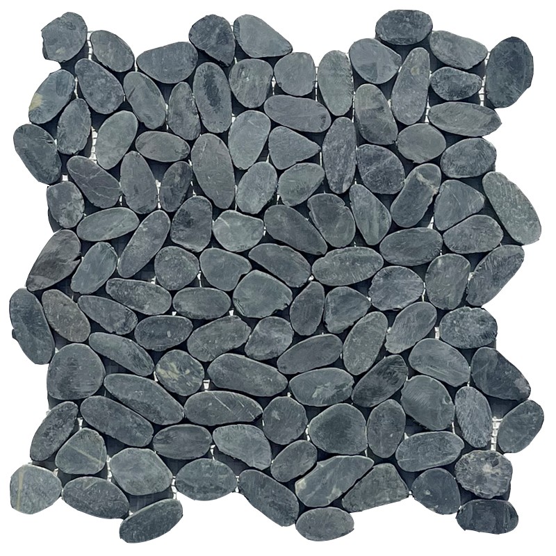 Black Mini Tumbled Sliced Pebble Squares