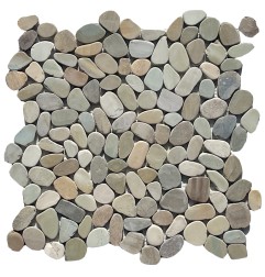 Olive Mini Tumbled Sliced Pebble Squares