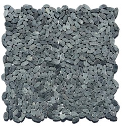 Black Mini Tumbled Sliced Pebble Squares