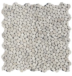White Mini Tumbled Sliced Pebble Squares