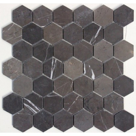 Hexagon Pietra Grey Marble Mosaics 48DIA