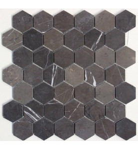 Hexagon Pietra Grey Marble Mosaics 48DIA