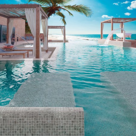 Onix Vanguard Kara Grey Spanish Glass Mosaic Pool Tiles