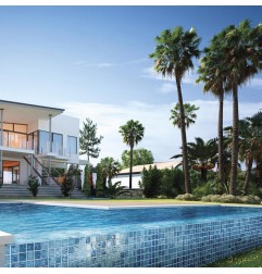 Onix Penta Vanguard Arrecife Blue Gloss Spanish Glass Mosaic Pool Tiles