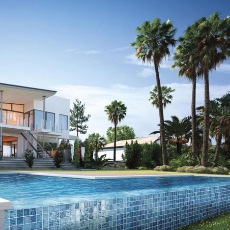 Onix Penta Vanguard Arrecife Blue Gloss Spanish Glass Mosaic Pool Tiles