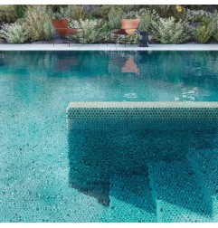Onix Penny Vanguard Arracife Iridis Emerald Spanish Glass Mosaic Pool Tiles