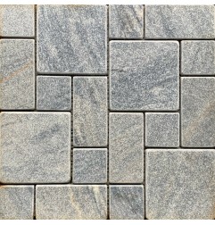 Crystal Grey Mini French Pattern Tumbled Marble Mosaic Tiles