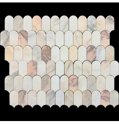 Rosa Portugal Arch/Long Fish Scale Honed Marble Mosaic Tiles