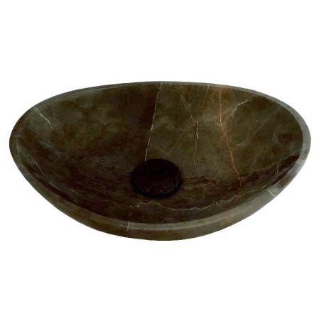 Pietra Grey Honed Oval Concave Design Basin Limestone 4655 With Matching Pop-Up Waste