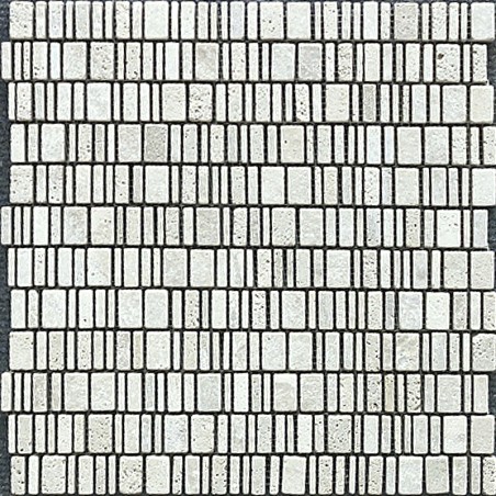 Piccolo Brick Sterling Silver Tumbled Travertine Mosaic Tiles