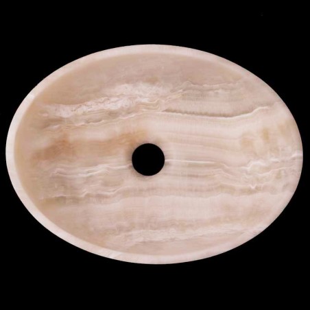 Pearl White Onyx Honed Oval Basin 3493