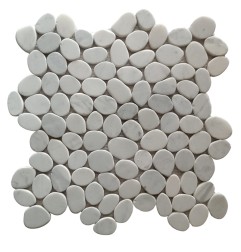 Carrara White Tumbled Sliced Mini Pebble Squares