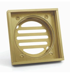 Ezy Flow Brushed Gold Aluminium Floor Waste Grate 100x100x14