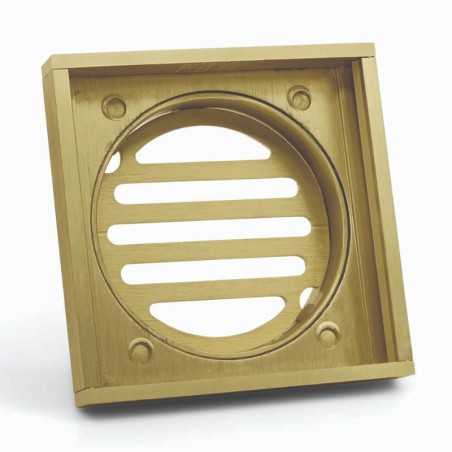 Ezy Flow Brushed Gold Aluminium Floor Waste Grate 100x100x14