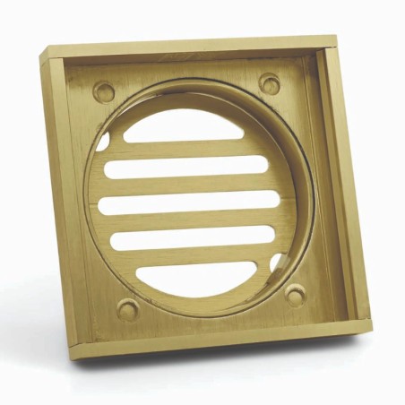 Ezy Flow Brushed Gold Aluminium Floor Waste Grate 100x100x21