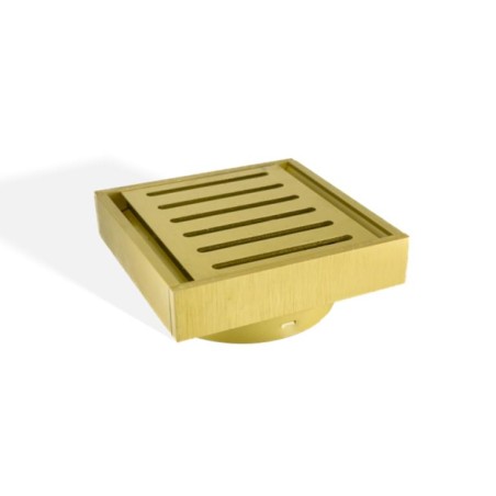 Ezy Flow Brushed Gold Aluminium Floor Waste Grate 100x100x21