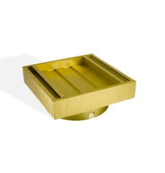 Ezy Flow Brushed Gold Tile Insert Aluminium Floor Waste Grate 100x100x21