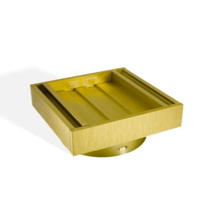 Ezy Flow Brushed Gold Tile Insert Aluminium Floor Waste Grate 100x100x21