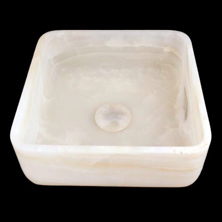 White Onyx Honed Square Basin 4293 With Matching Pop-Up Waste