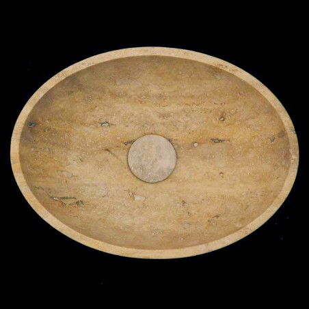 Classico Honed Oval Basin Travertine 4402 With Matching Pop-Up Waste