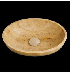 Classico Honed Oval Basin Travertine 4402 With Matching Pop-Up Waste