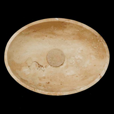 Classico Honed Oval Basin Travertine 4405 With Matching Pop-Up Waste