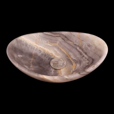 Dark Blue Onyx Honed Oval Basin Concave Design 4649 With Matching Pop-Up Waste