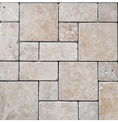 Classico French Pattern Tumbled Travertine Mosaic