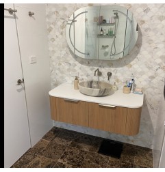 Calacatta Oro Gold Fish Scale Fan Shaped Honed Marble Mosaic Tiles