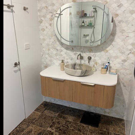 Calacatta Oro Gold Fish Scale Fan Shaped Honed Marble Mosaic Tiles