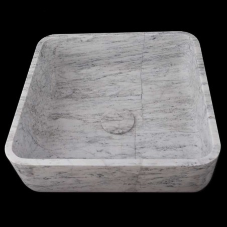 Persian White Honed Square Basin Marble 4088 With Matching Pop-Up Waste