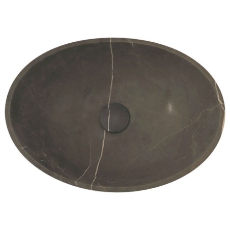 Pietra Grey Honed Oval Concave Design Basin Limestone 4850 With Matching Pop-Up Waste