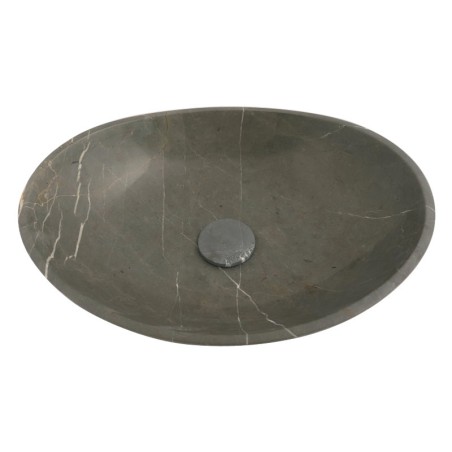 Pietra Grey Honed Oval Concave Design Basin Limestone 4861 With Matching Pop-Up Waste