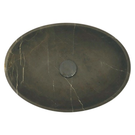Pietra Grey Honed Oval Concave Design Basin Limestone 4861