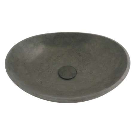 Pietra Grey Honed Oval Concave Design Basin Limestone 4862 With Matching Pop-Up Waste
