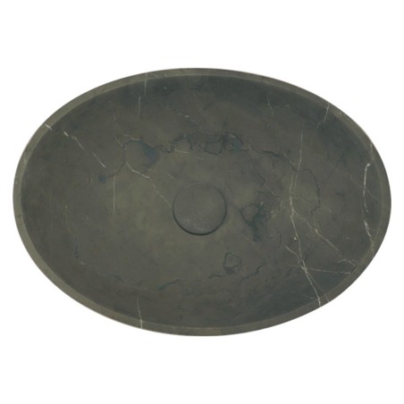 Pietra Grey Honed Oval Concave Design Basin Limestone 4862 With Matching Pop-Up Waste