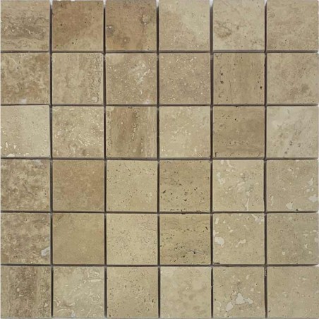 Noce Filled Honed Travertine Mosaic 50x50