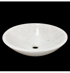 Elegant White Polished Round Marble Basin