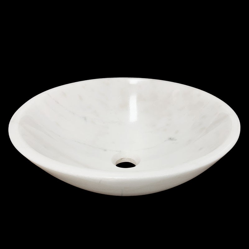 Elegant White Polished Round Marble Basin