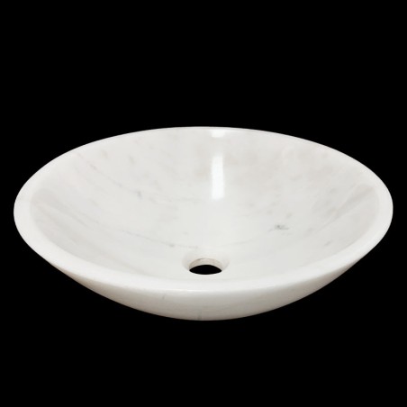 Elegant White Polished Round Marble Basin